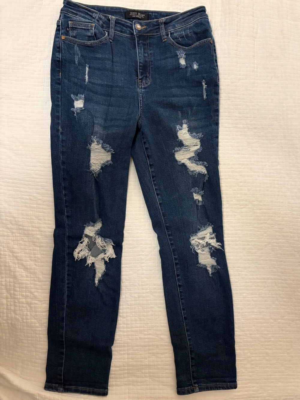 Judy Blue Distressed Skinny Jeans Dark Wash Stretch High Rise Size 29